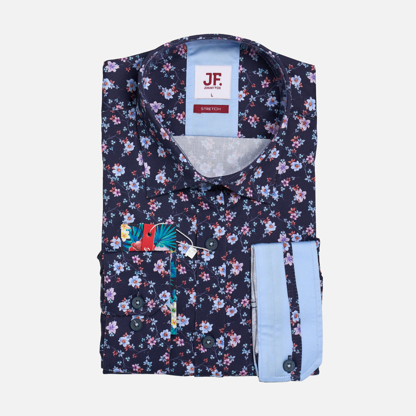 JF2301 JIMMY FOX Floral Print Tailored Fit Long Sleeve Shirt