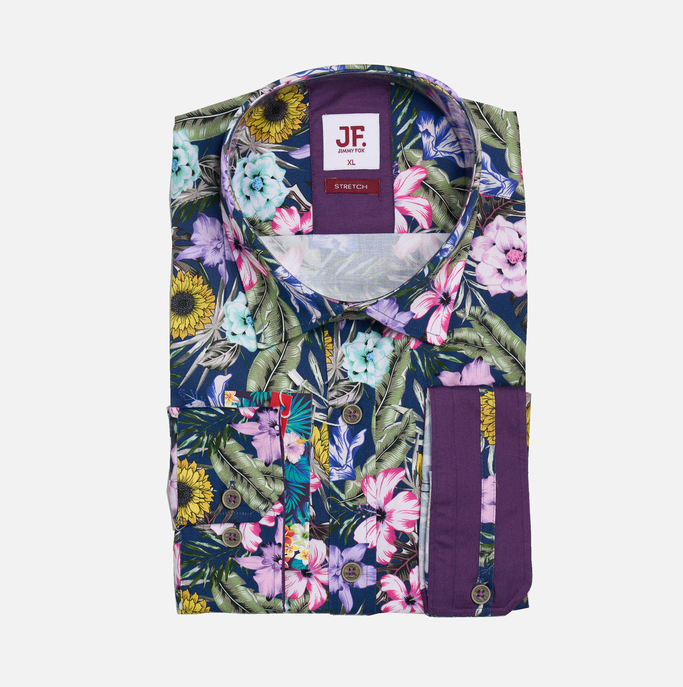 JF2303 Multi Coloured Floral Print Tailored Fit Long Sleeve Shirt