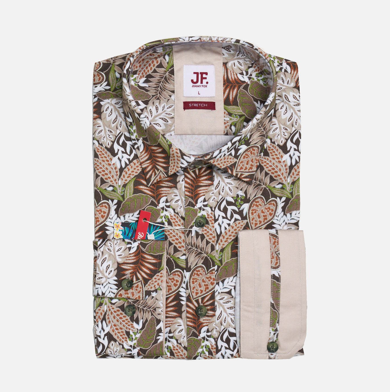 JF2305 Jungle Leaf Print Tailored Fit Long Sleeve Shirt
