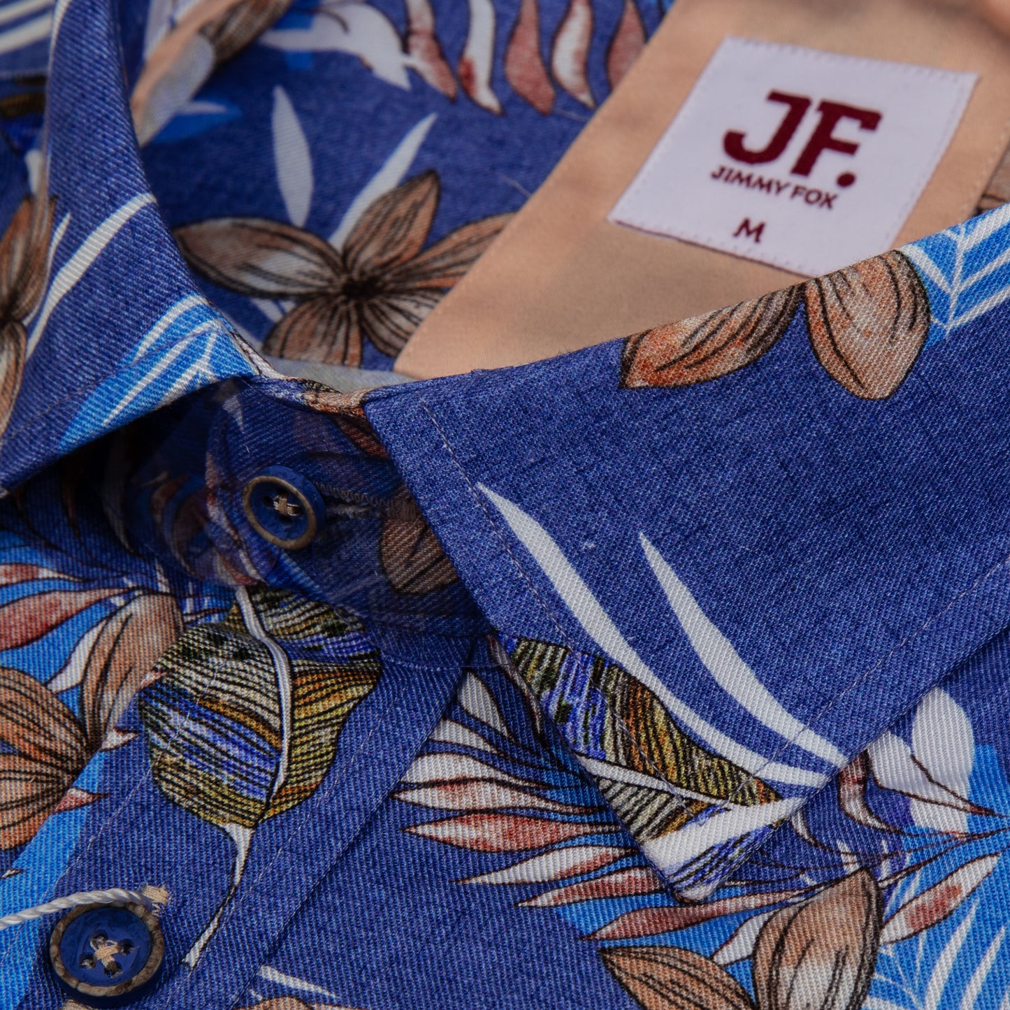 JF23050 Blue Summer Print Tailored Fit Long Sleeve Shirt