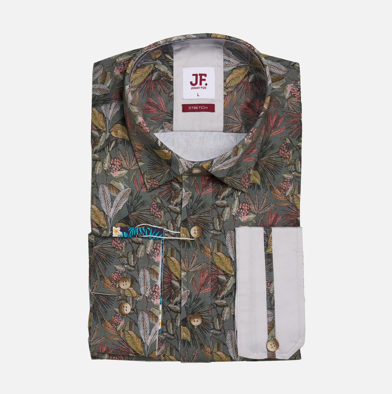 JF2306 Jungle Leaf Print Tailored Fit Long Sleeve Shirt