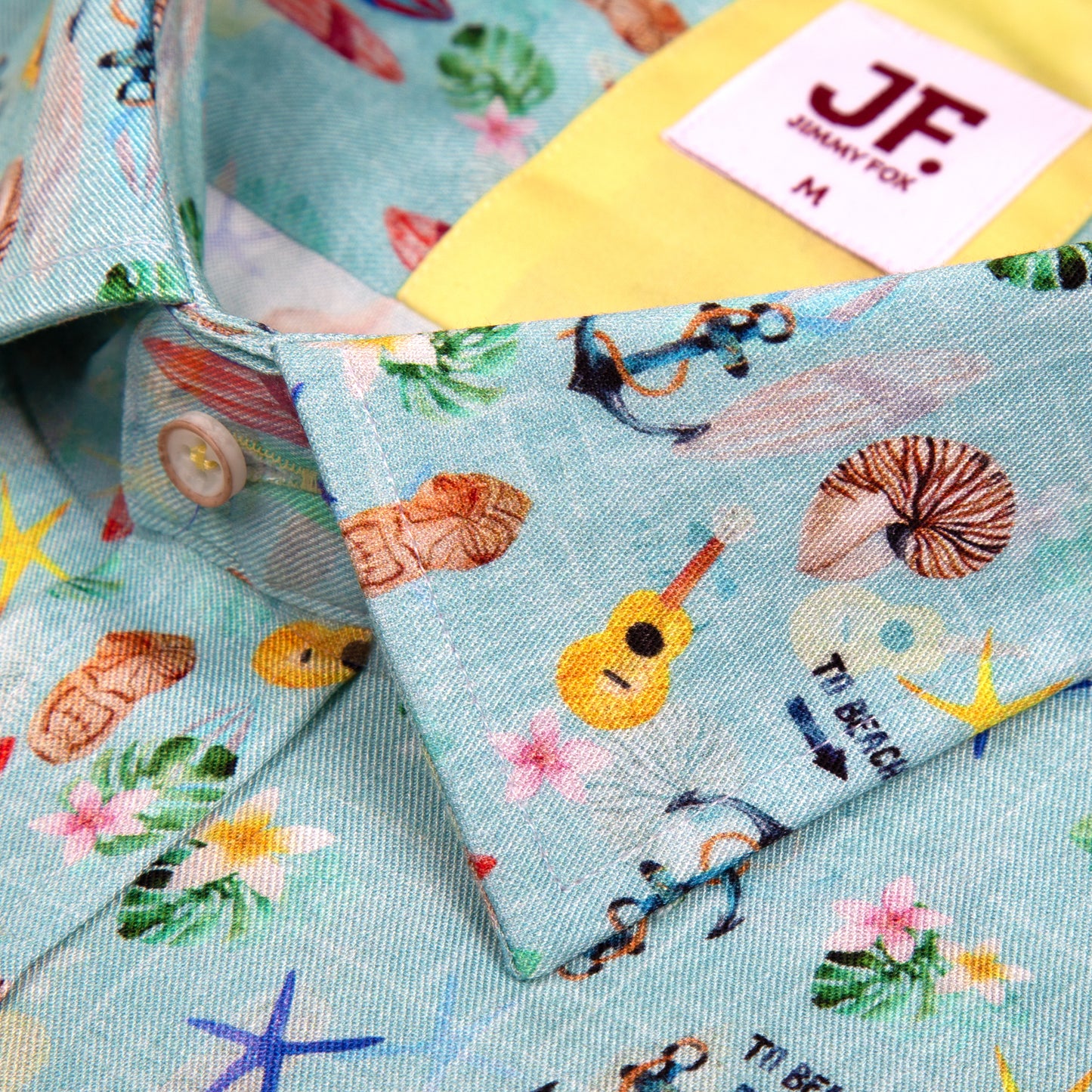 JF23070 Aqua Summertime Print Tailored Fit Long Sleeve Shirt