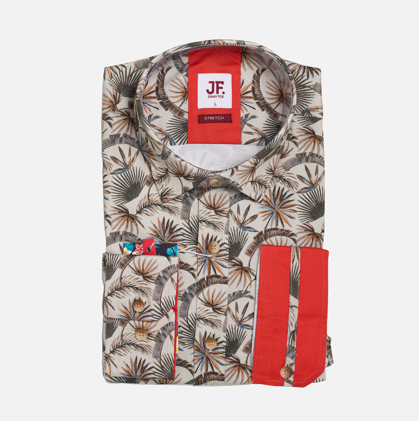 JF2308 Leaf Print Tailored Fit Long Sleeve Shirt
