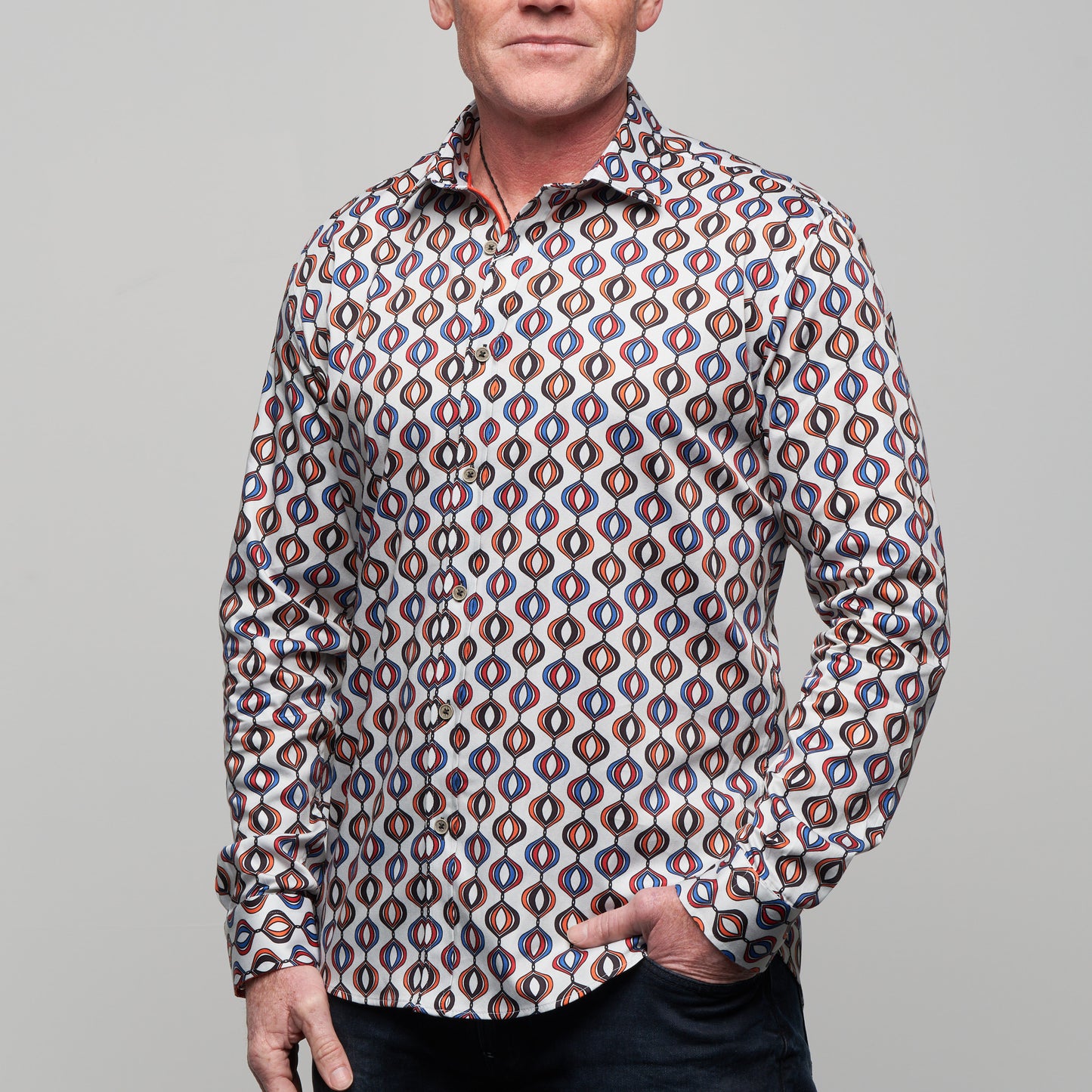 JF2310 Vintage Print Tailored Fit Long Sleeve Shirt