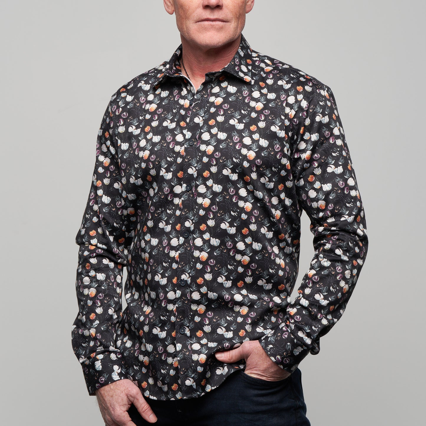 JF2311 Tulip Print Tailored Fit Long Sleeve Shirt