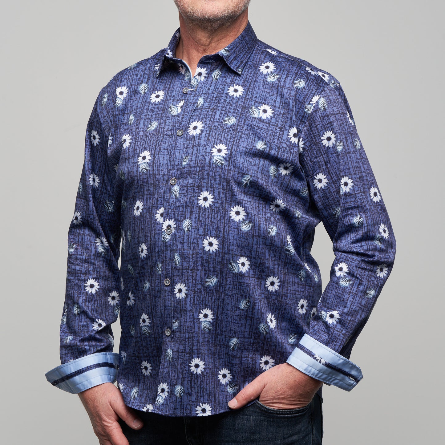 JF2313 Daisy Print Tailored Fit Long Sleeve Shirt