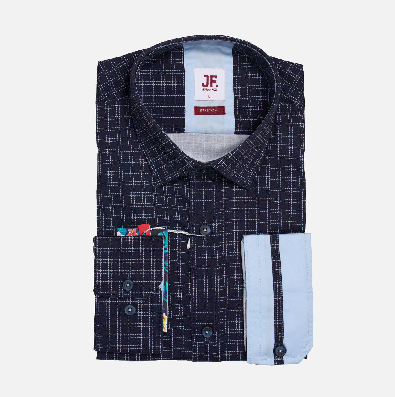JF2315 Subtle Check Print Tailored Fit Long Sleeve Shirt