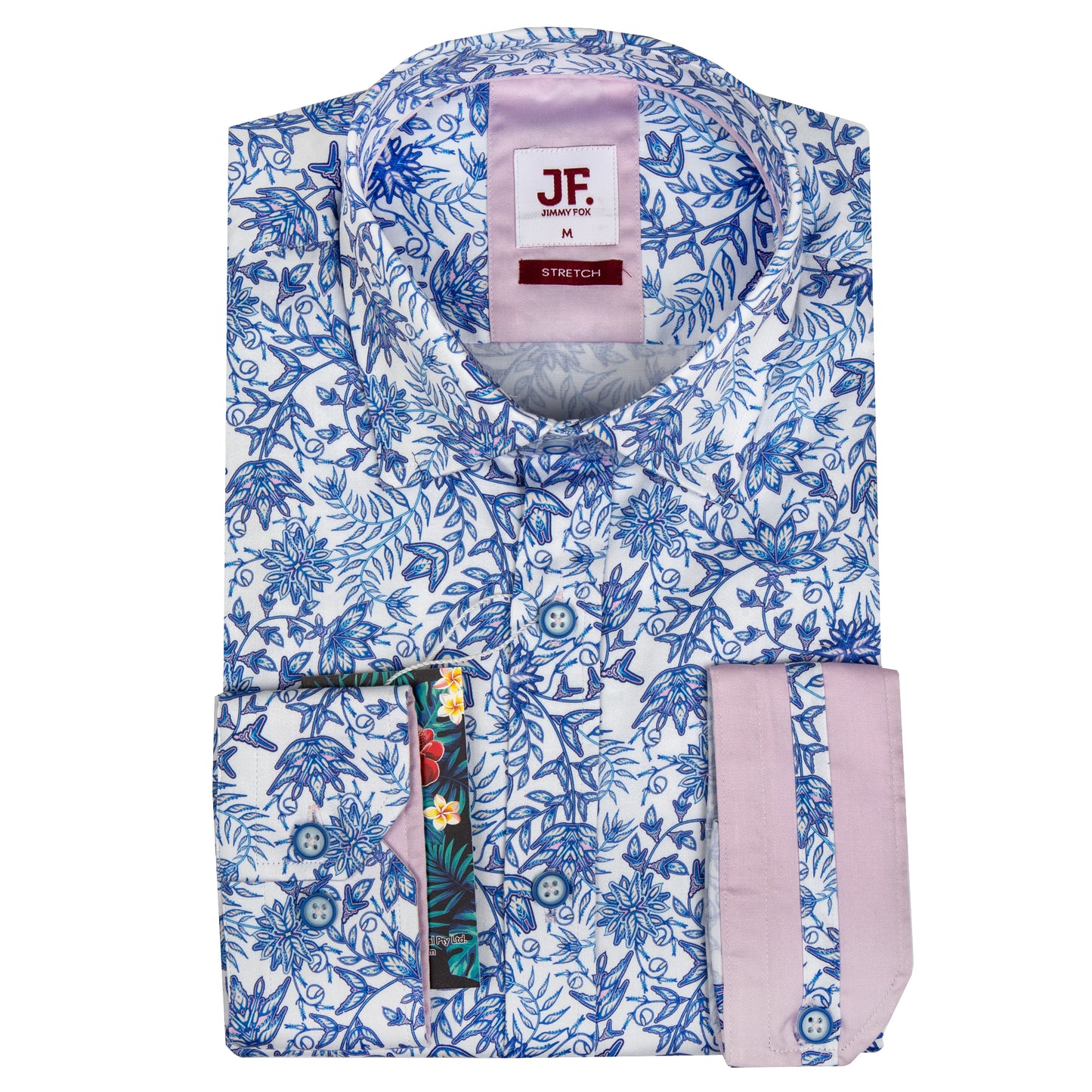 White Floral Print Tailored Fit Long Sleeve Shirt