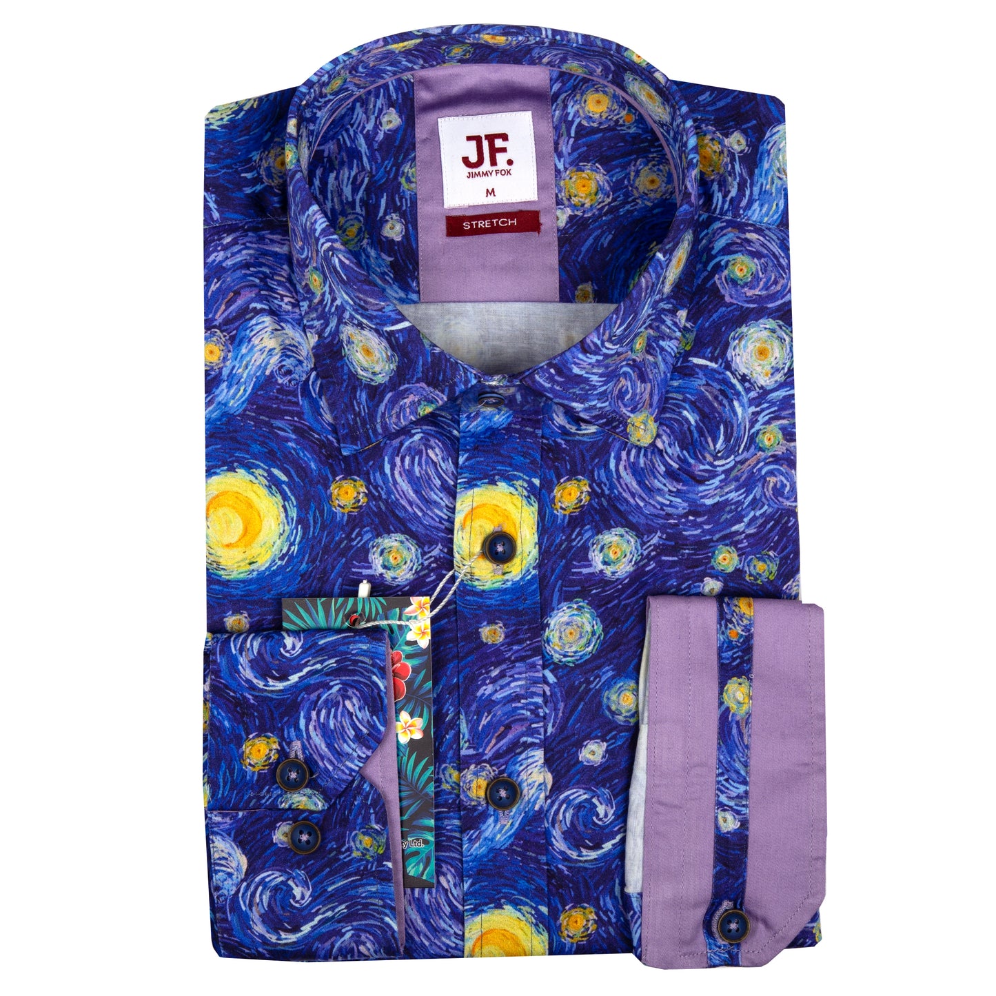 JF23170 Blue Evening Sky Print Tailored Fit Long Sleeve Shirt