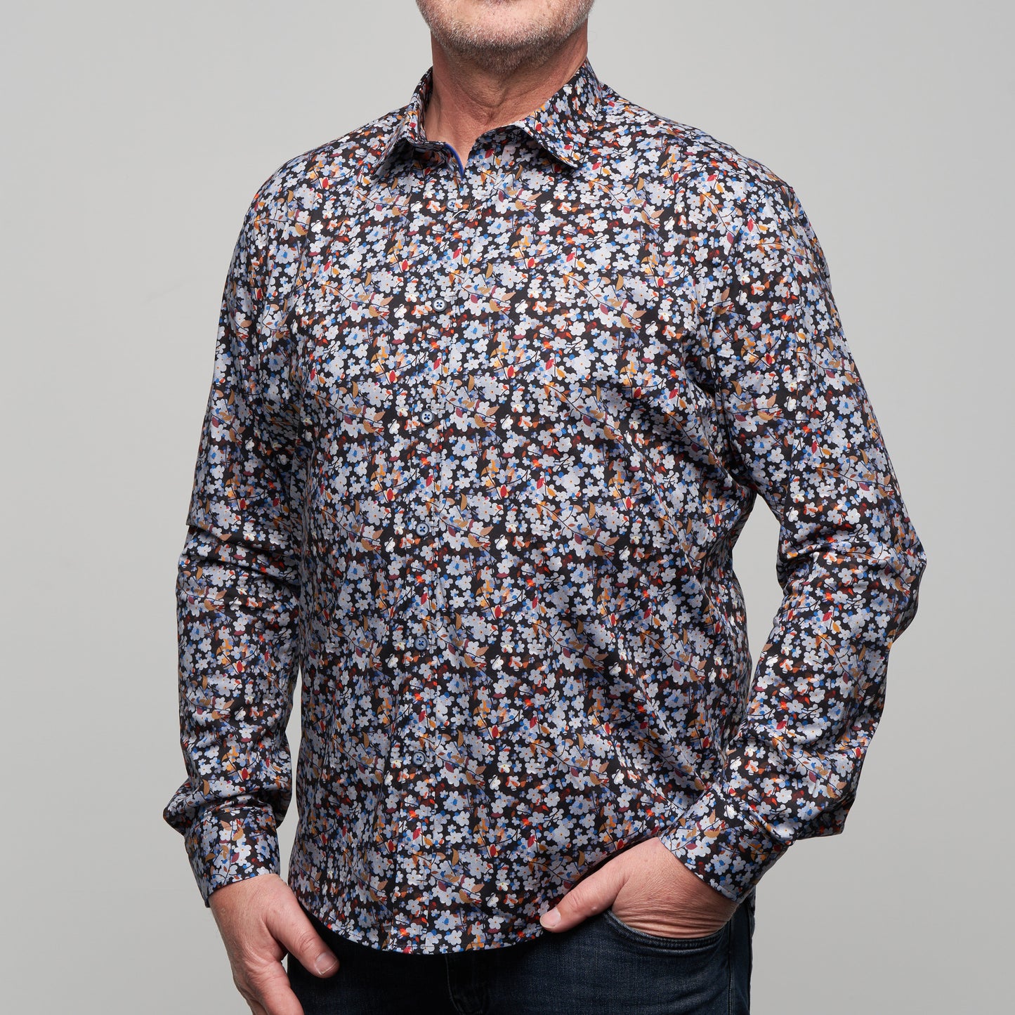 JF2318 Floral Print Tailored Fit Long Sleeve Shirt