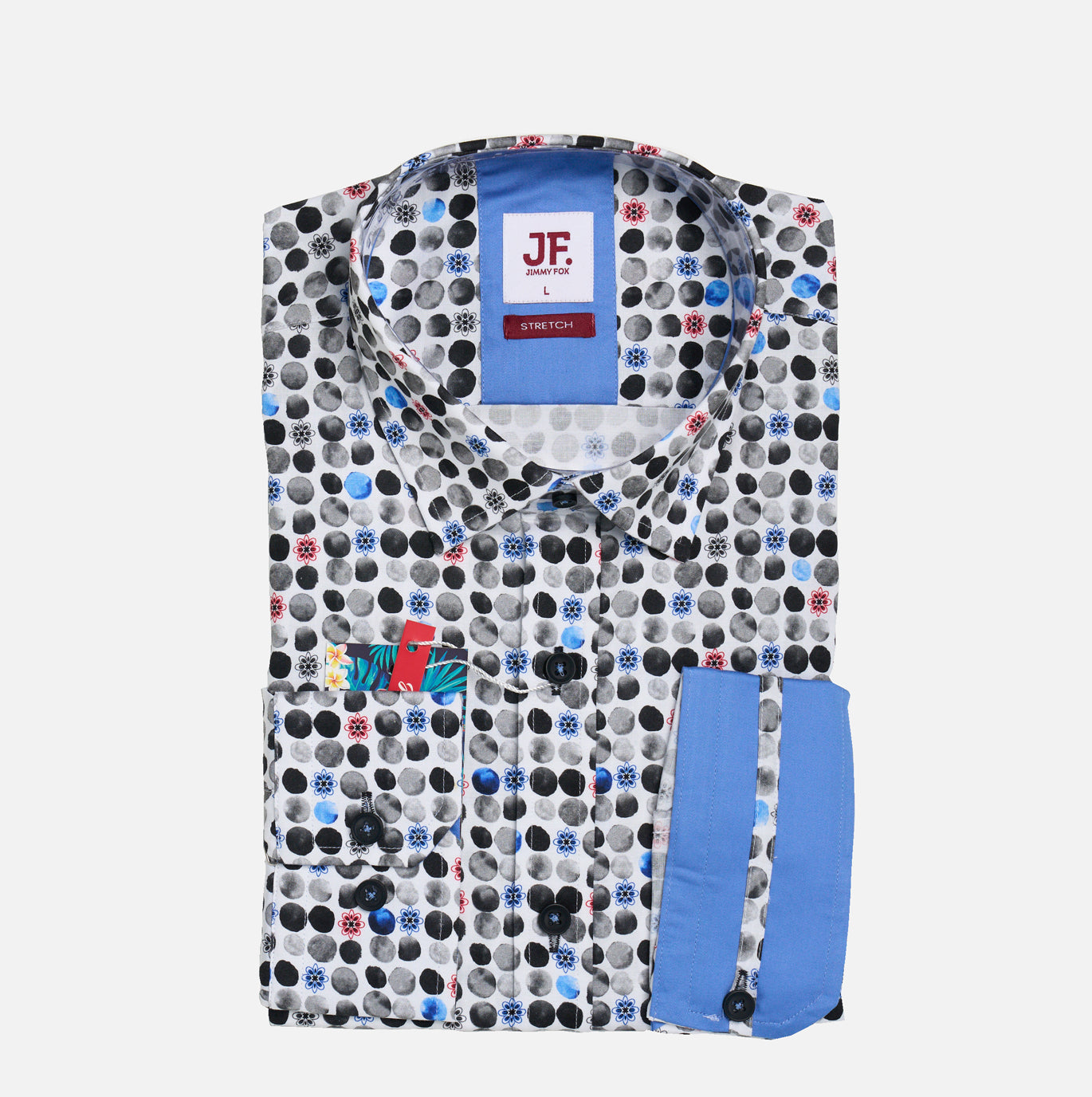 JF2319 Multi Shaded Spotted Print Tailored Fit Long Sleeve Shirt