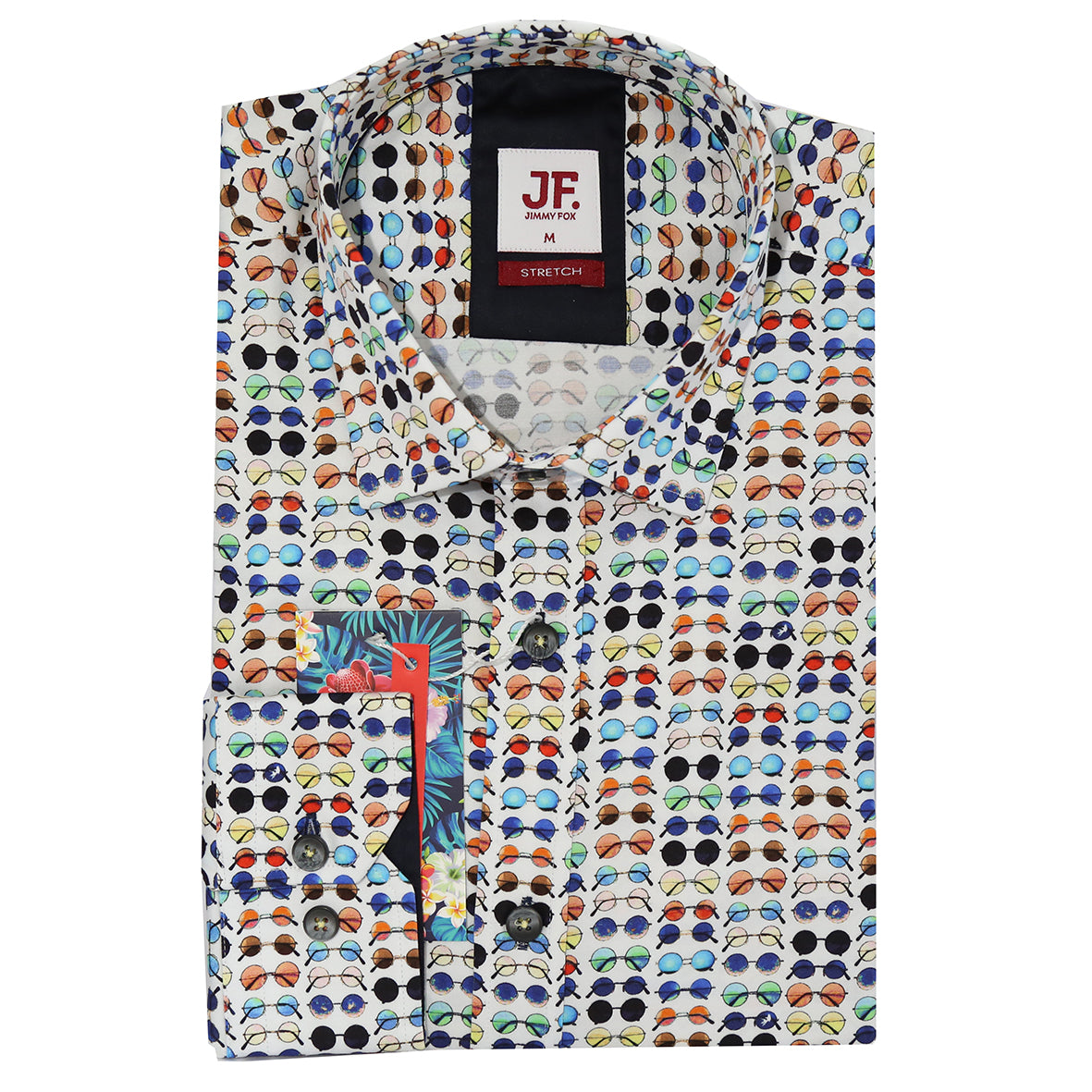 White Spectacles Print Tailored Fit Long Sleeve Shirt