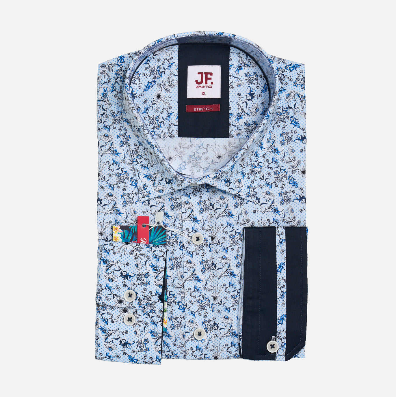 JF2322 Micro Spotted Floral Print Tailored Fit Long Sleeve Shirt