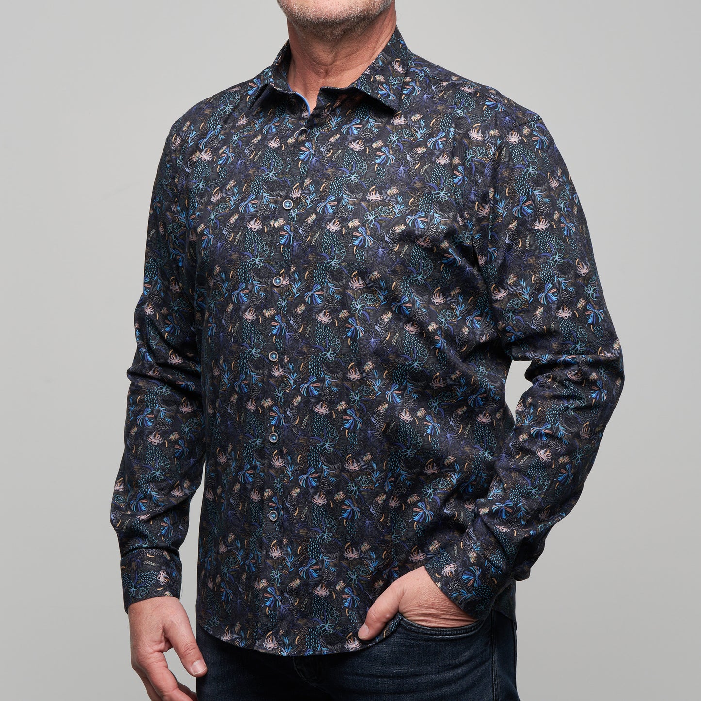 JF2323 Floral Print Tailored Fit Long Sleeve Shirt