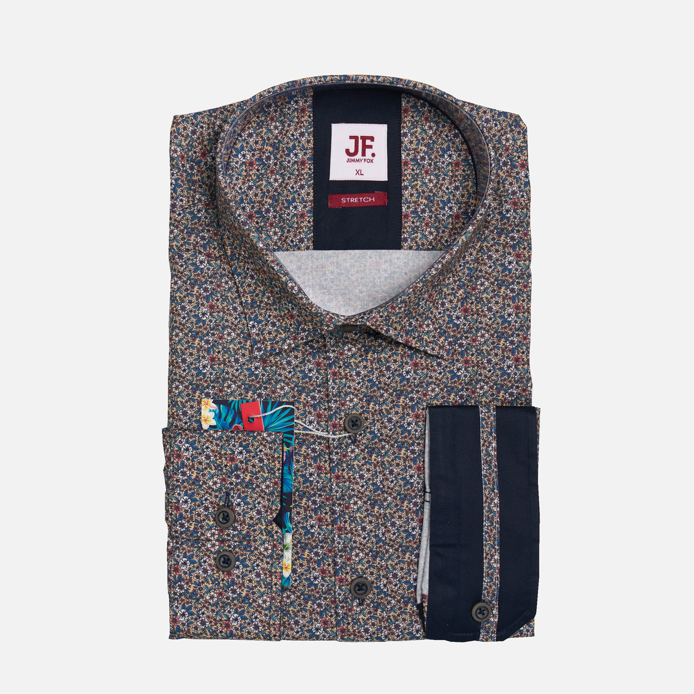 JF2324 Micro Floral Print Tailored Fit Long Sleeve Shirt