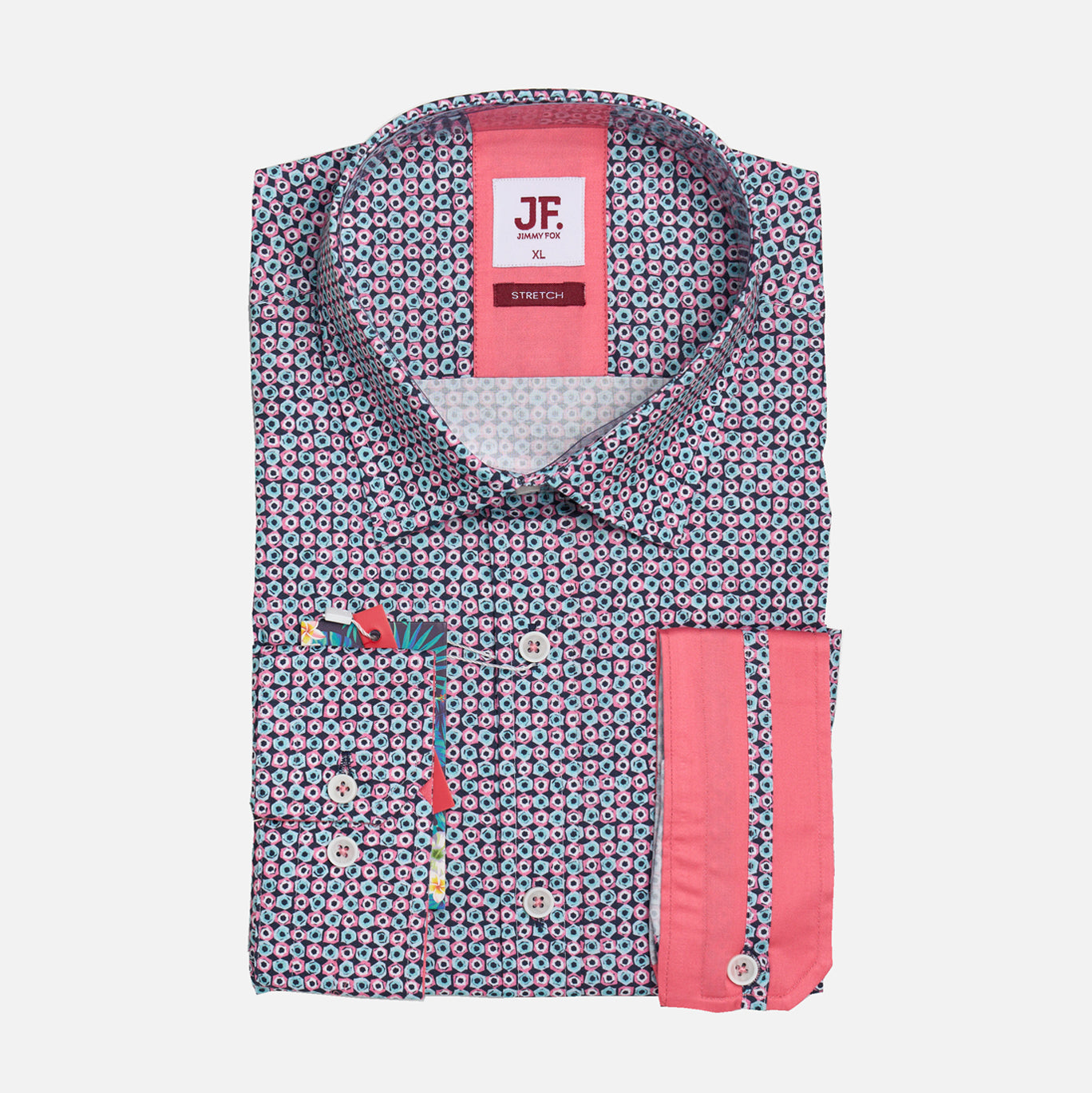 JF2326 Micro Spotted Print Tailored Fit Long Sleeve Shirt