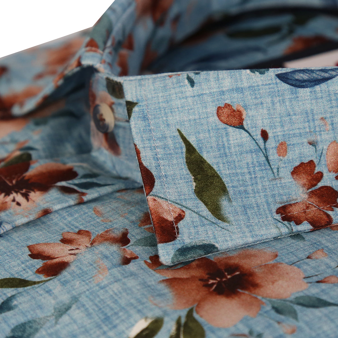 JF23270 Soft Blue Floral Print Tailored Fit Long Sleeve Shirt