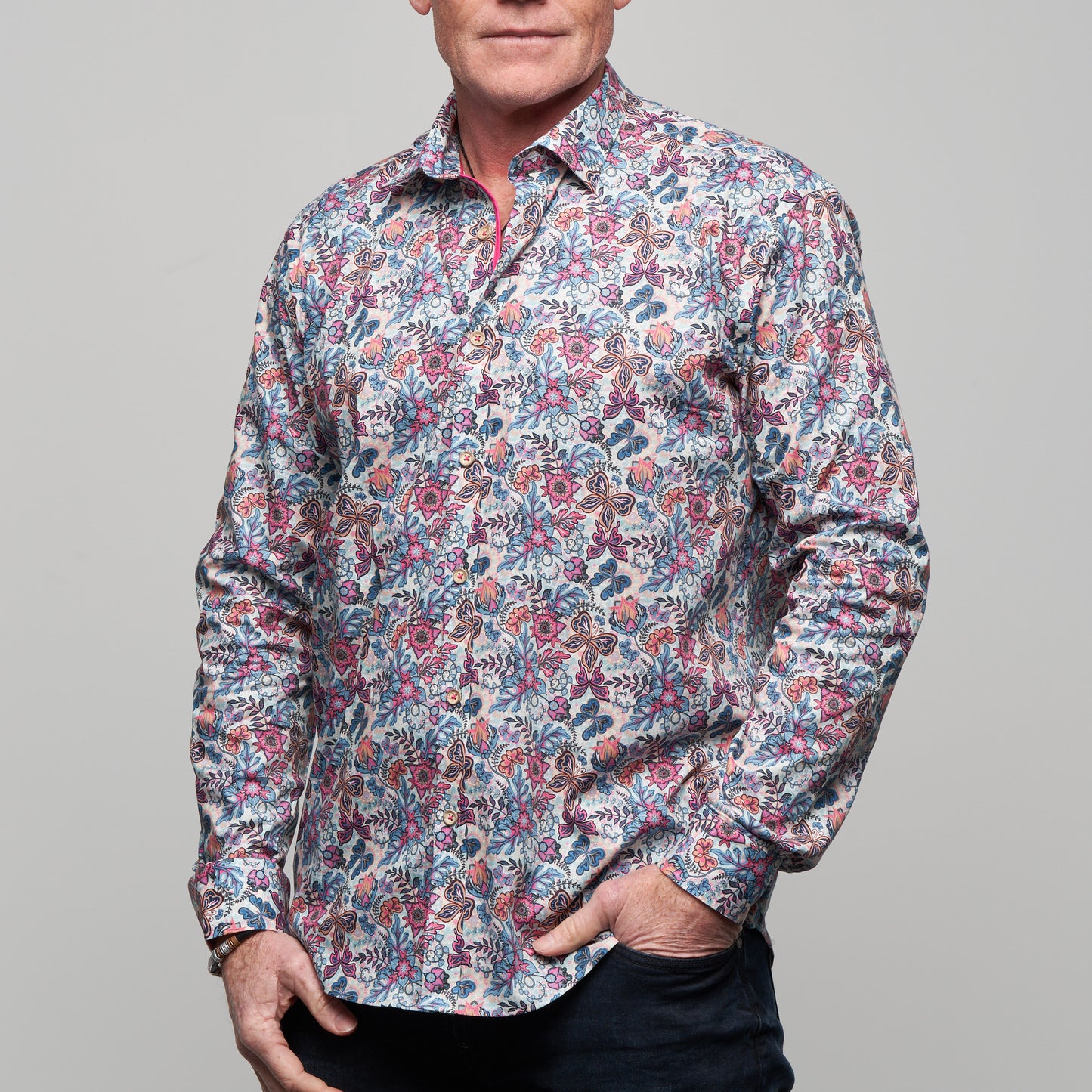 JF2327 Garden Print Tailored Fit Long Sleeve Shirt