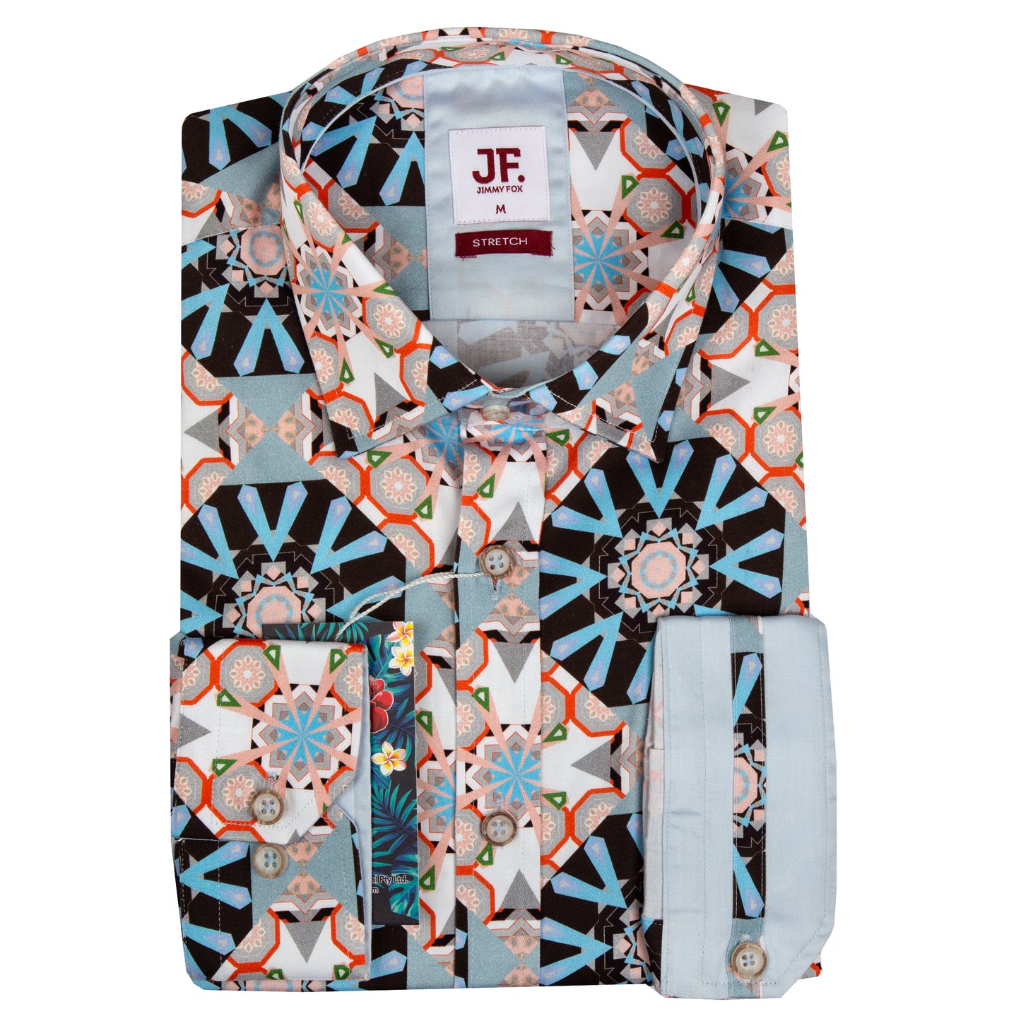 JF23280 Multicoloured 60s Print Tailored Fit Long Sleeve Shirt