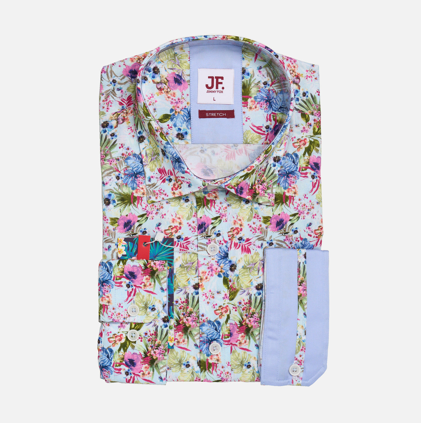 JF2330 Sky Floral Print Tailored Fit Long Sleeve Shirt