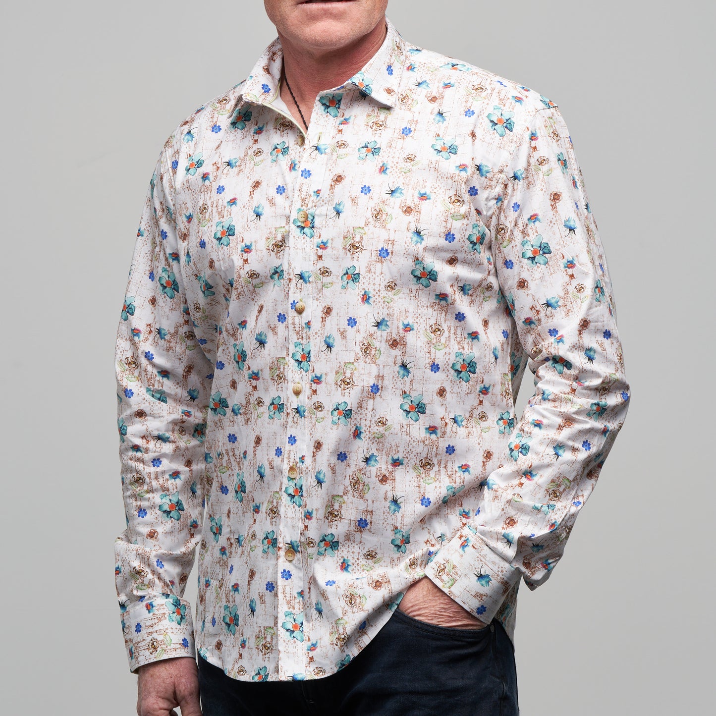 JF2331 Floral Print Tailored Fit Long Sleeve Shirt