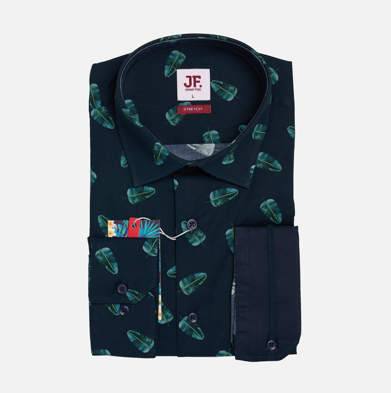 JF2332SLIM Leaf Print Slim Fit Long Sleeve Shirt