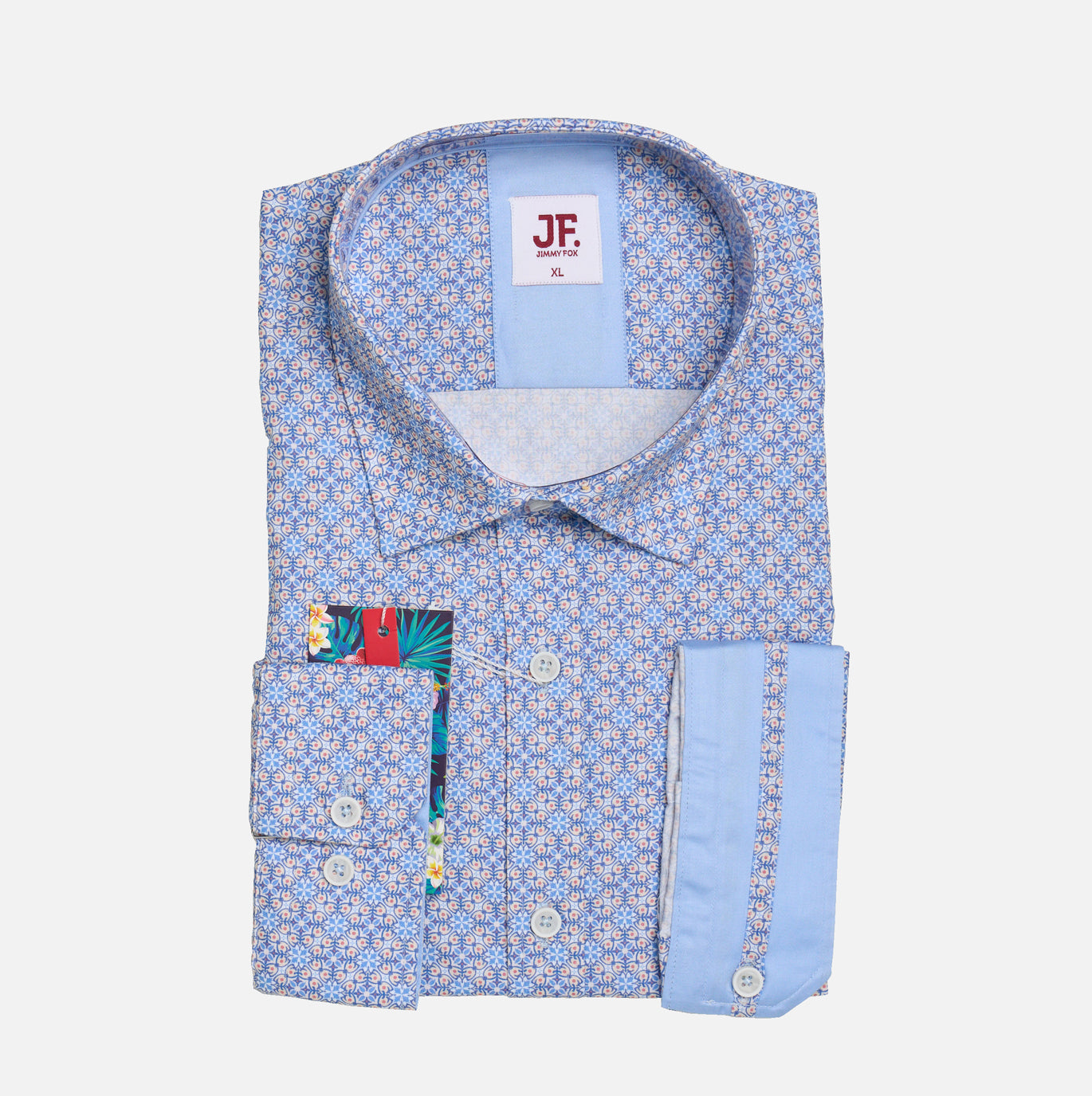 JF2339 Subtle Geometric Print Tailored Fit Long Sleeve Shirt