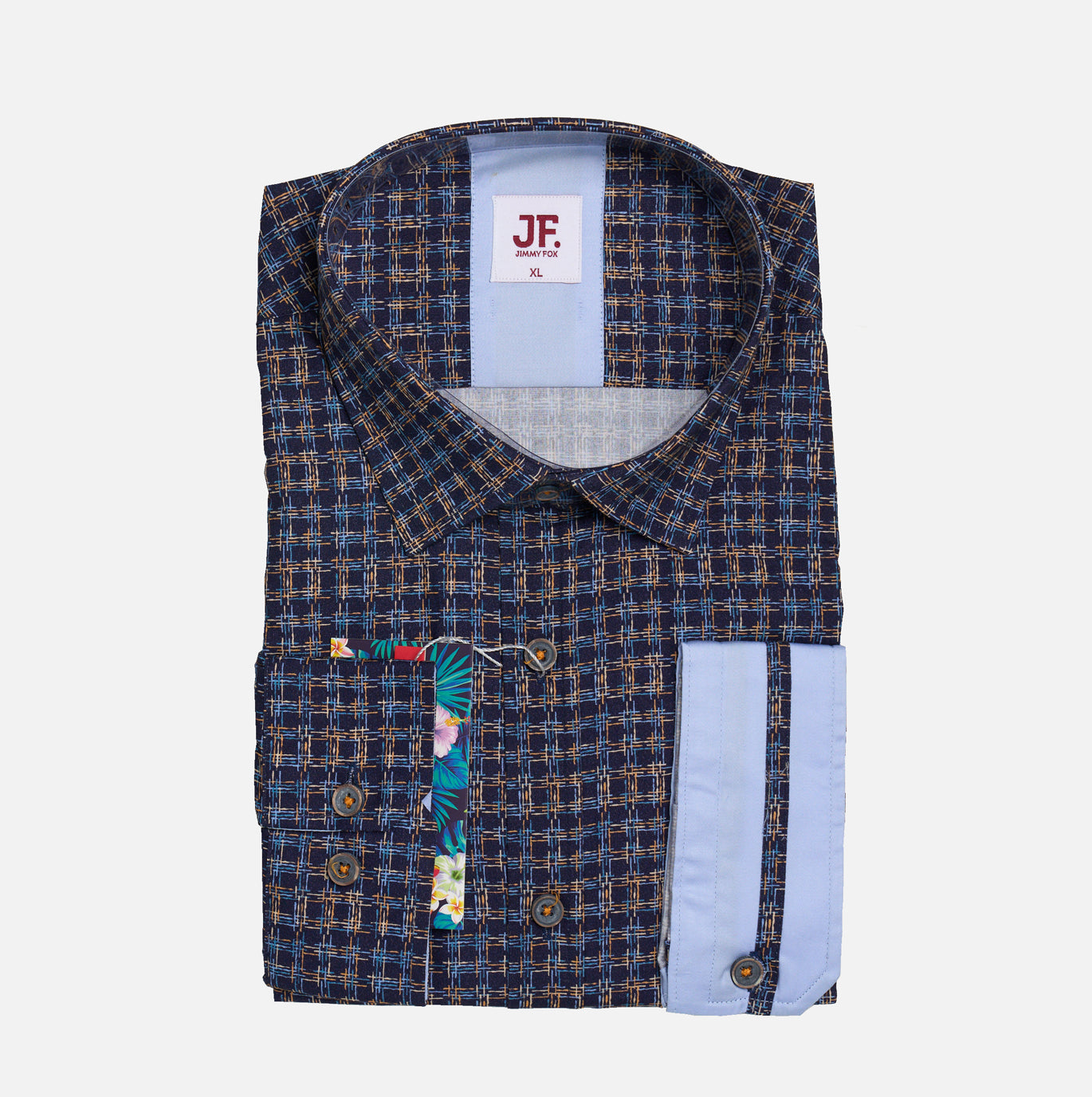 JF2340 Broken Check Print Tailored Fit Long Sleeve Shirt