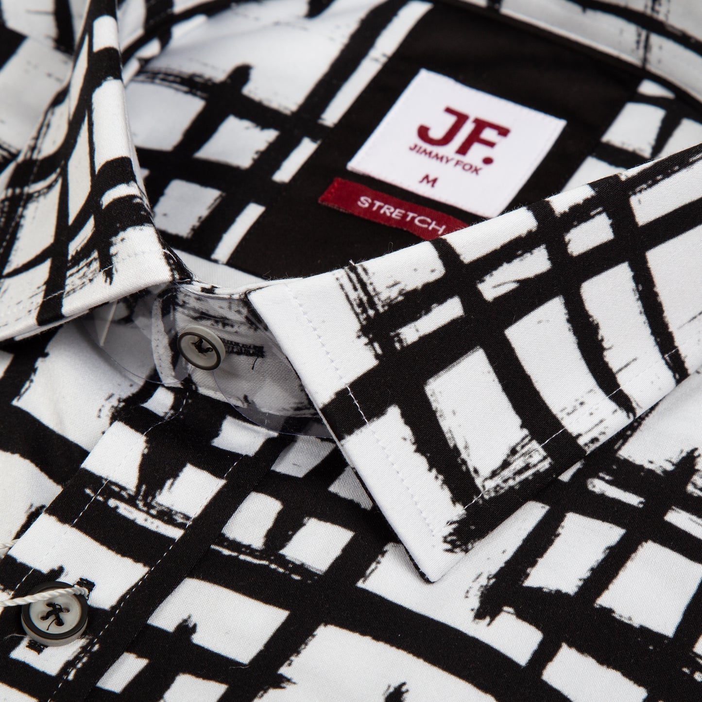 White Grille Print Tailored Fit Long Sleeve Shirt