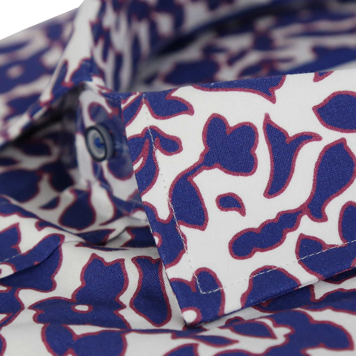White/Blue Floral Print Tailored Fit Long Sleeve Shirt