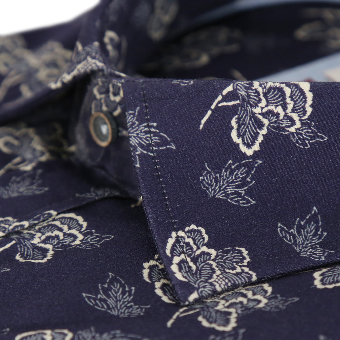 Blue Chrysanthemum Print Tailored Fit Long Sleeve Shirt