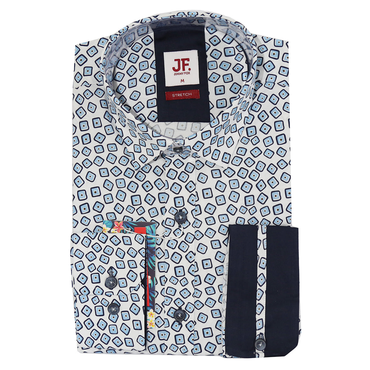 White Box Print Tailored Fit Long Sleeve Shirt
