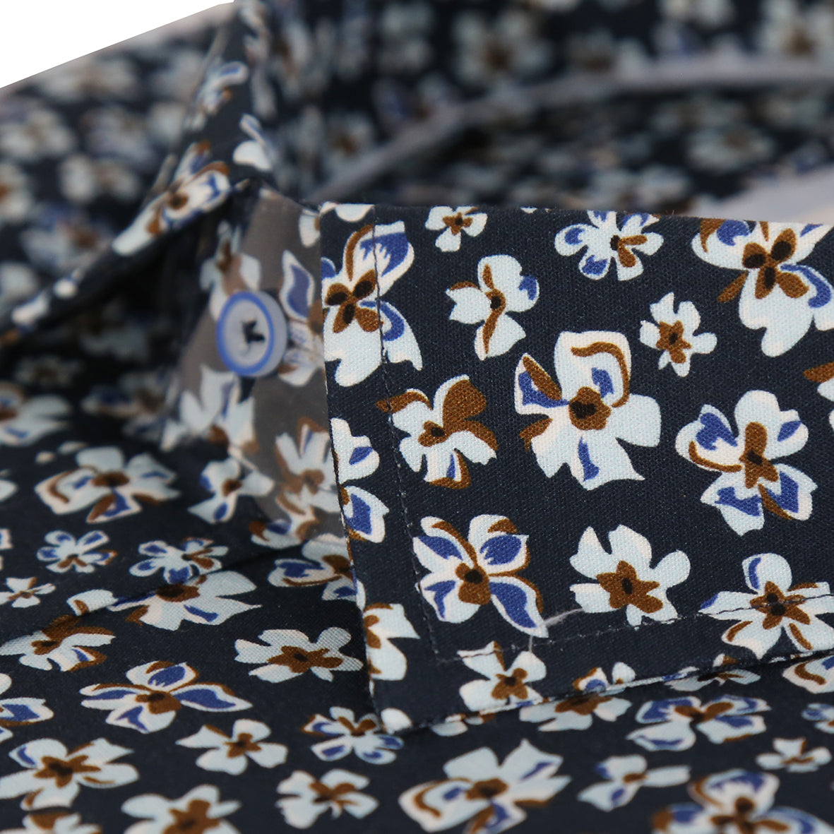 Navy Floral Print Tailored Fit Long Sleeve Shirt