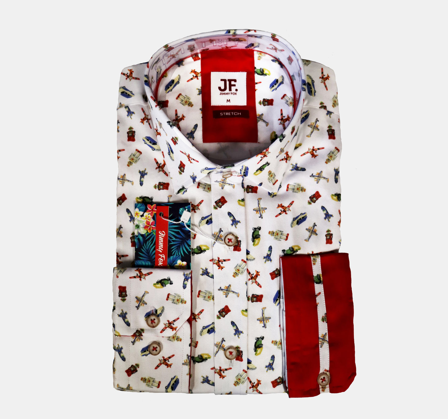 JF509A JIMMY FOX Vintage Print Tailored Fit Long Sleeve Shirt