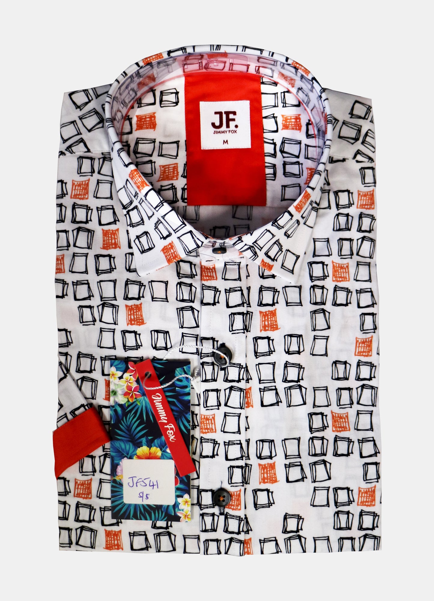 Coloured Squares Print Tailored Fit Short Sleeve Shirt