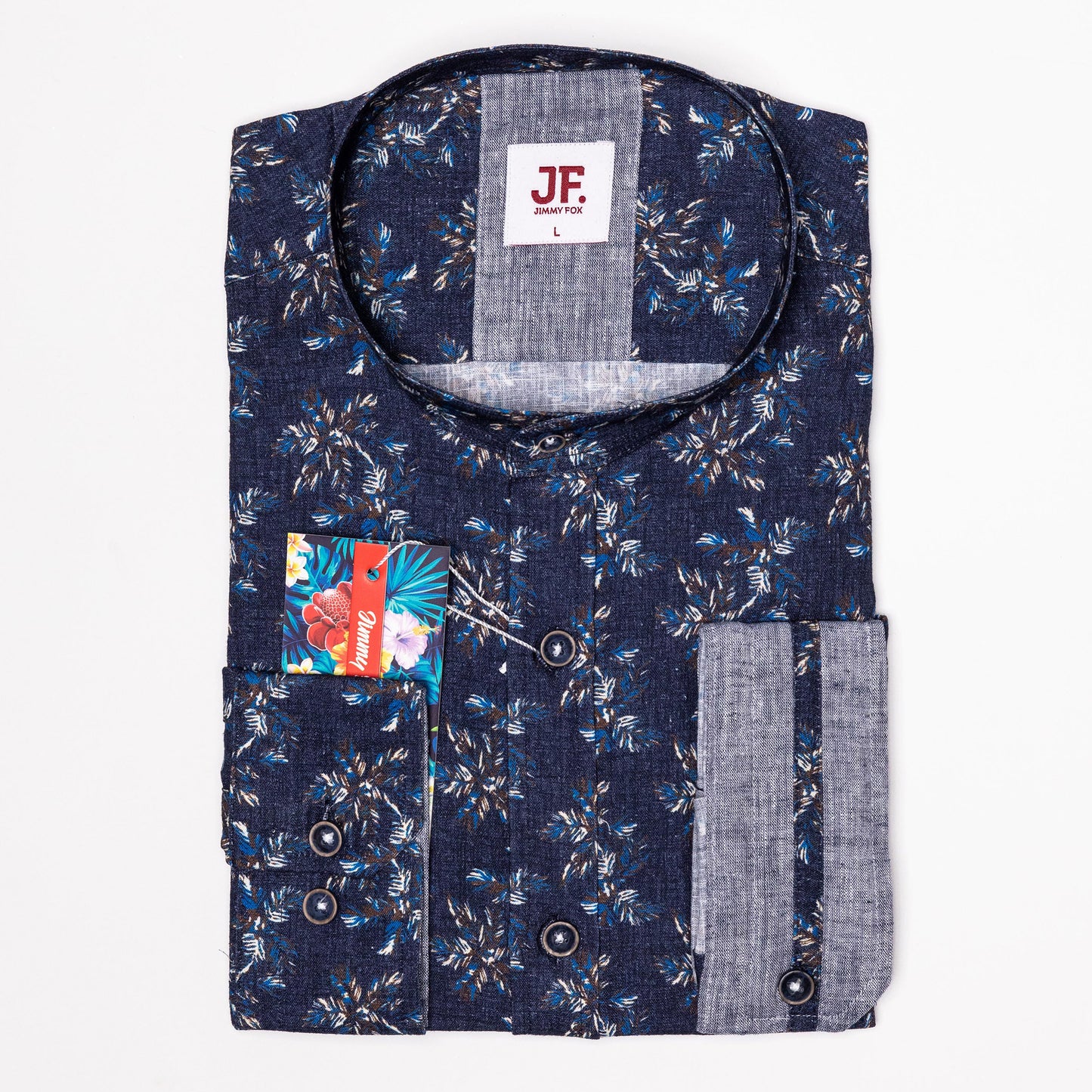 JF505 JIMMY FOX Palm Print Tailored Fit Long Sleeve Shirt