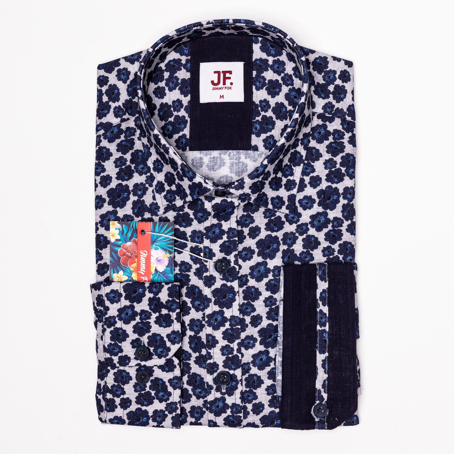 Blue Flax Floral Print Tailored Fit Long Sleeve Shirt