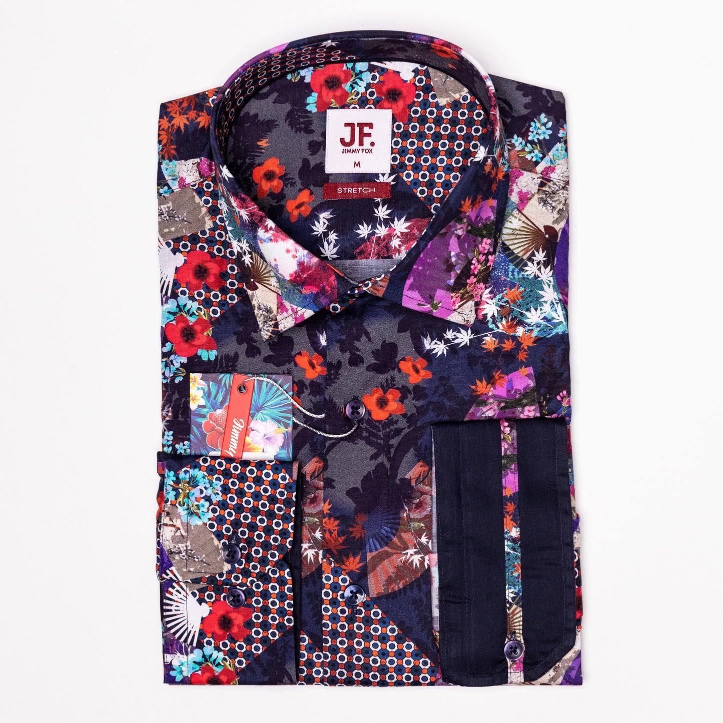 Multi Pattern Floral Print Slim Fit Long Sleeve Shirt