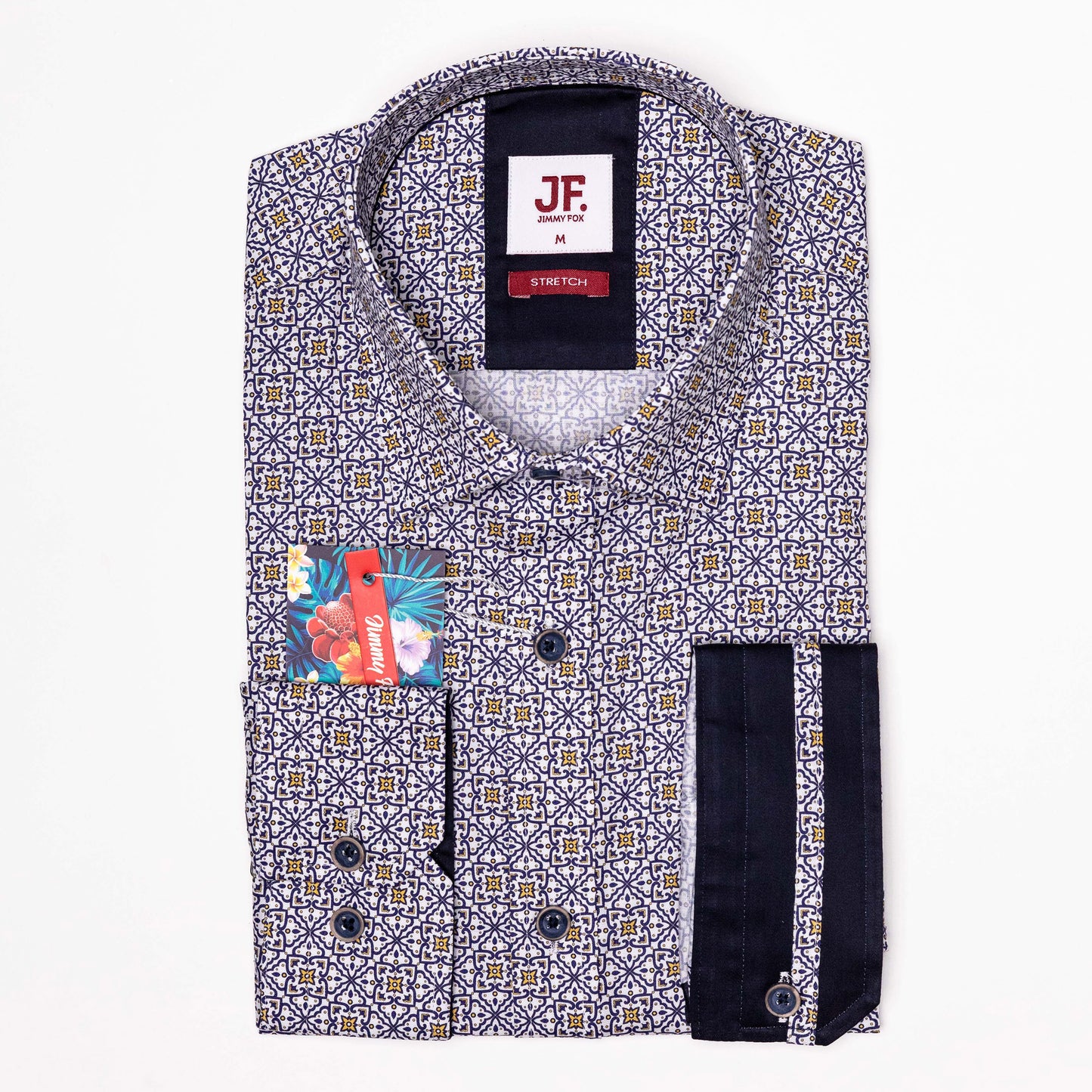 Geometric Leadlight Print Tailored Fit Long Sleeve Shirt
