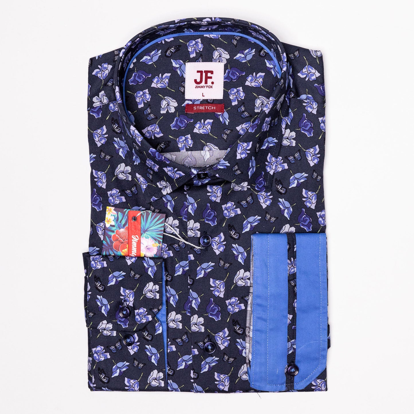 Floral and Butterfly Print Slim Fit Long Sleeve Shirt