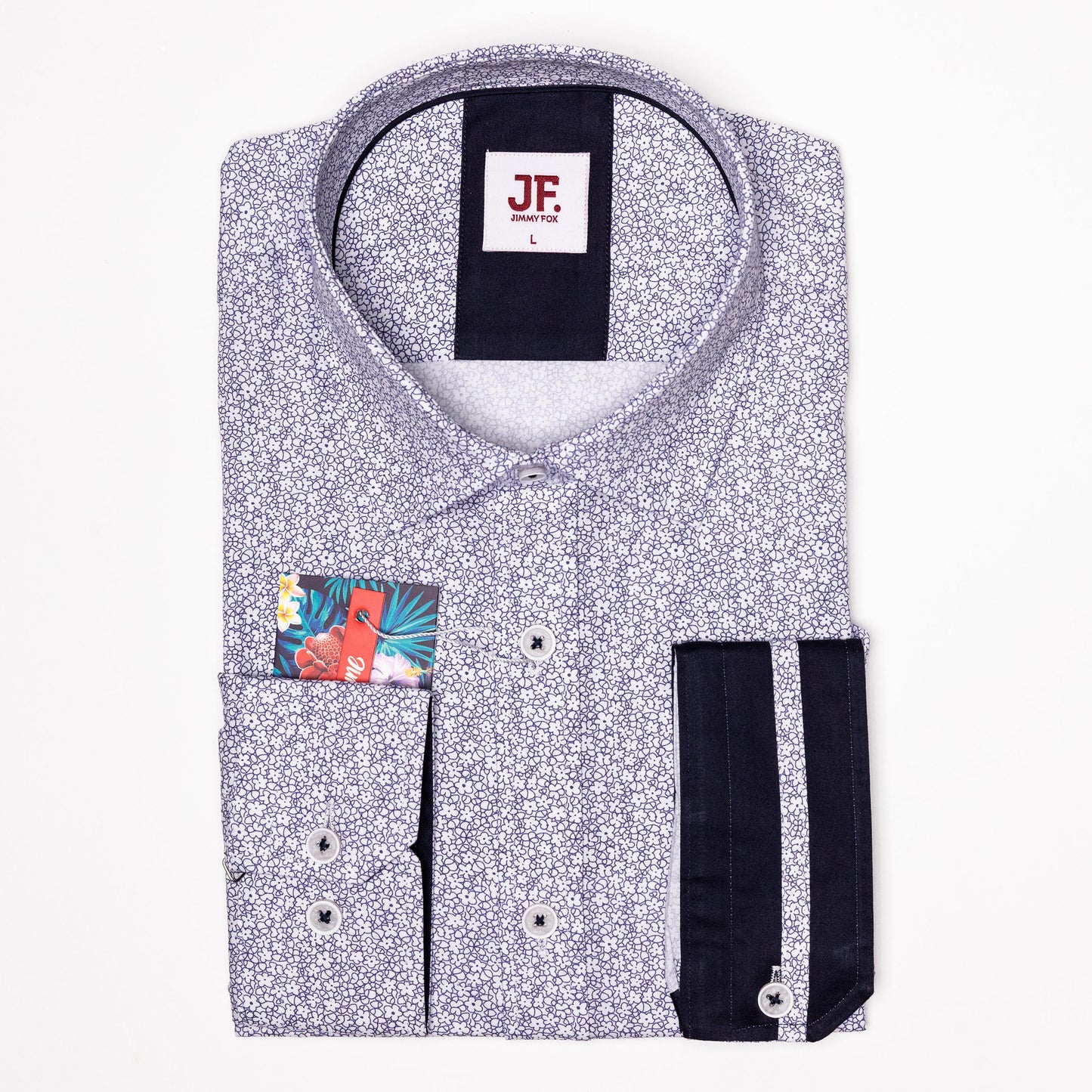 Mini Floral Outline Print Tailored Fit Long Sleeve Shirt