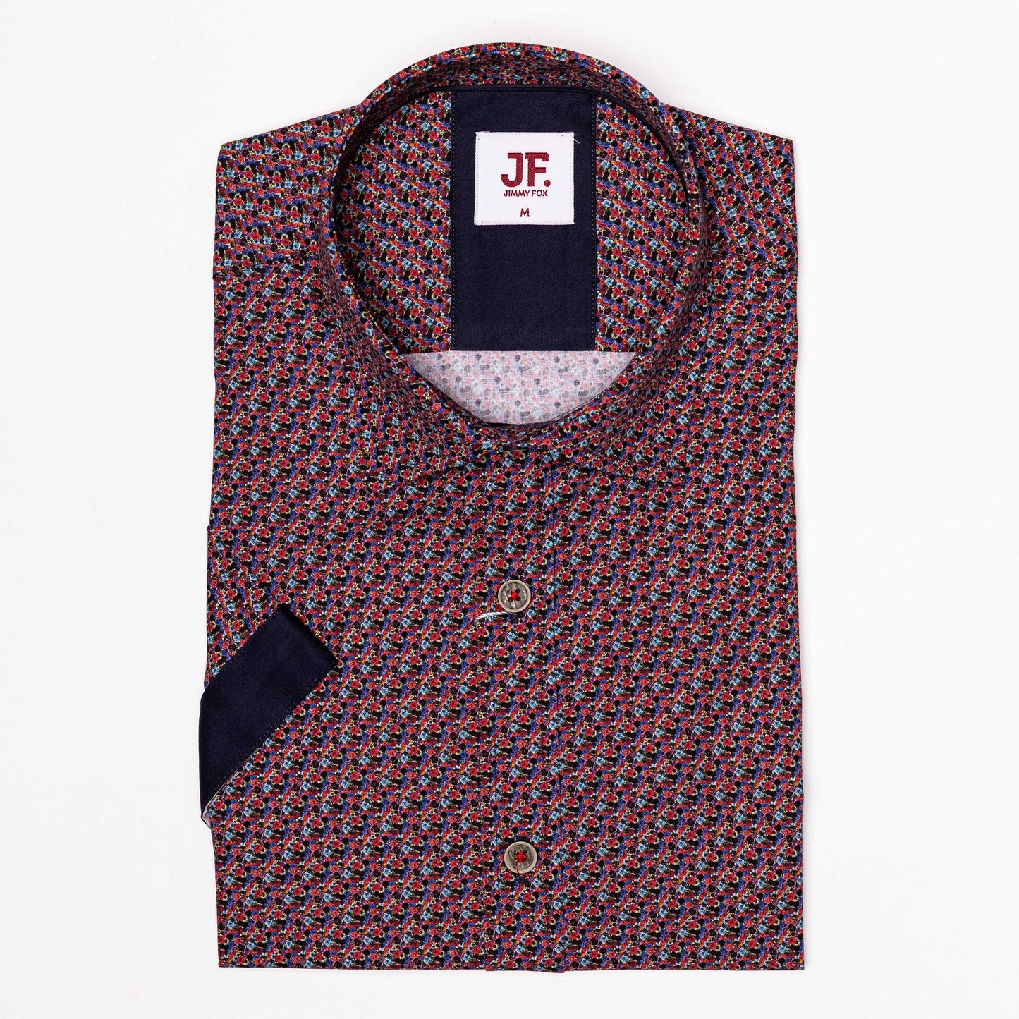 Pin Floral Multi Colour Pattern Print Tailored Fit Short Sleeve Shirt
