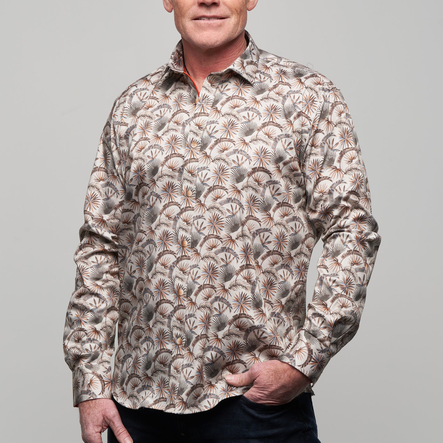 JF2308 Leaf Print Tailored Fit Long Sleeve Shirt