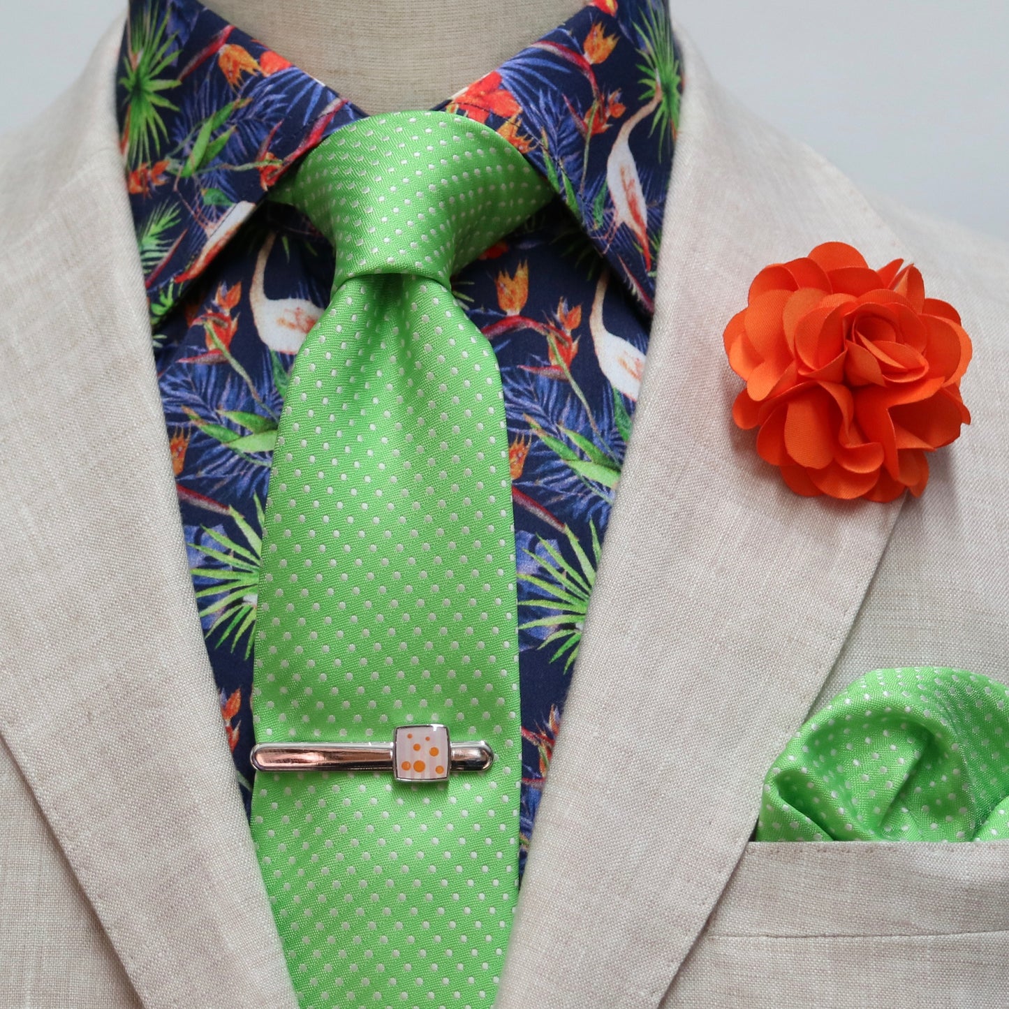 Tropical Flamingo Print Slim Fit L/S Shirt