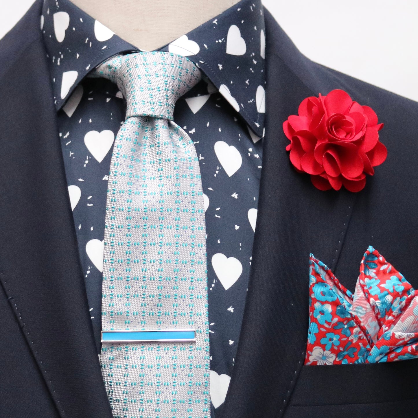 JF854 JIMMY FOX Heart Print Slim Fit L/S Shirt