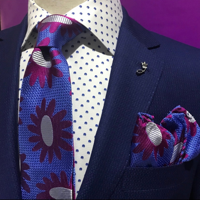 JF803 JIMMY FOX Spotted Print Slim Fit L/S Shirt