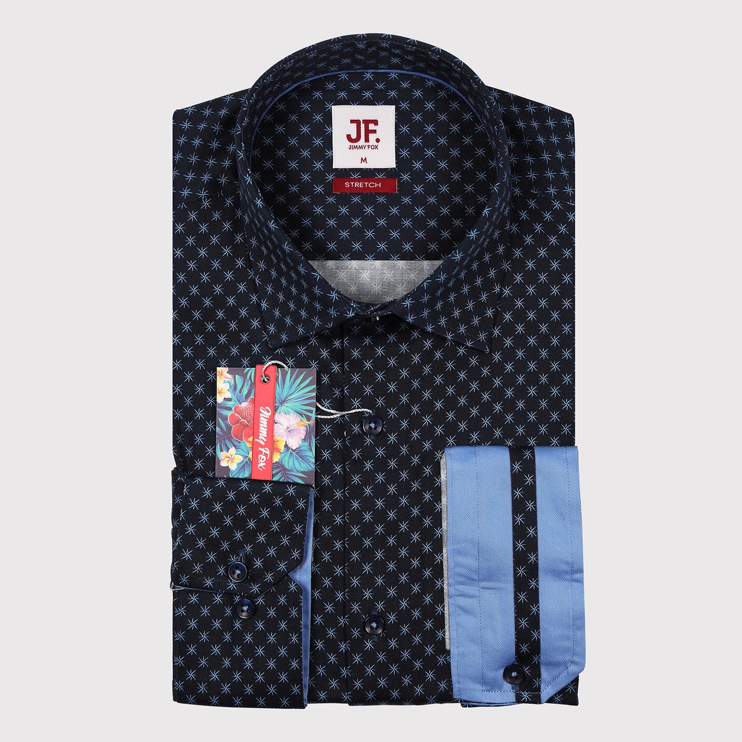 Geometric Print Sateen Stretch Slim Fit L/S Shirt