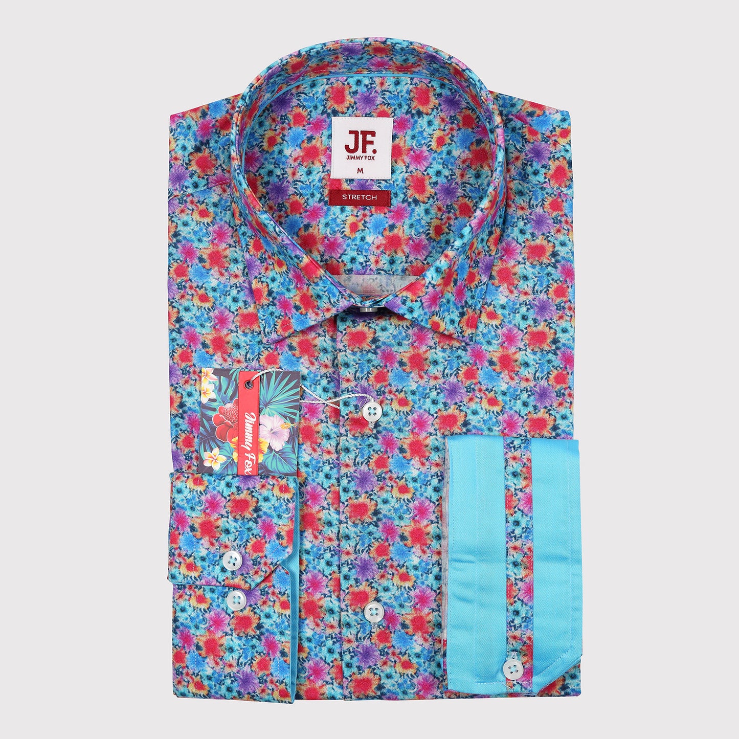 Mini Floral Print Sateen Stretch Slim Fit L/S Shirt