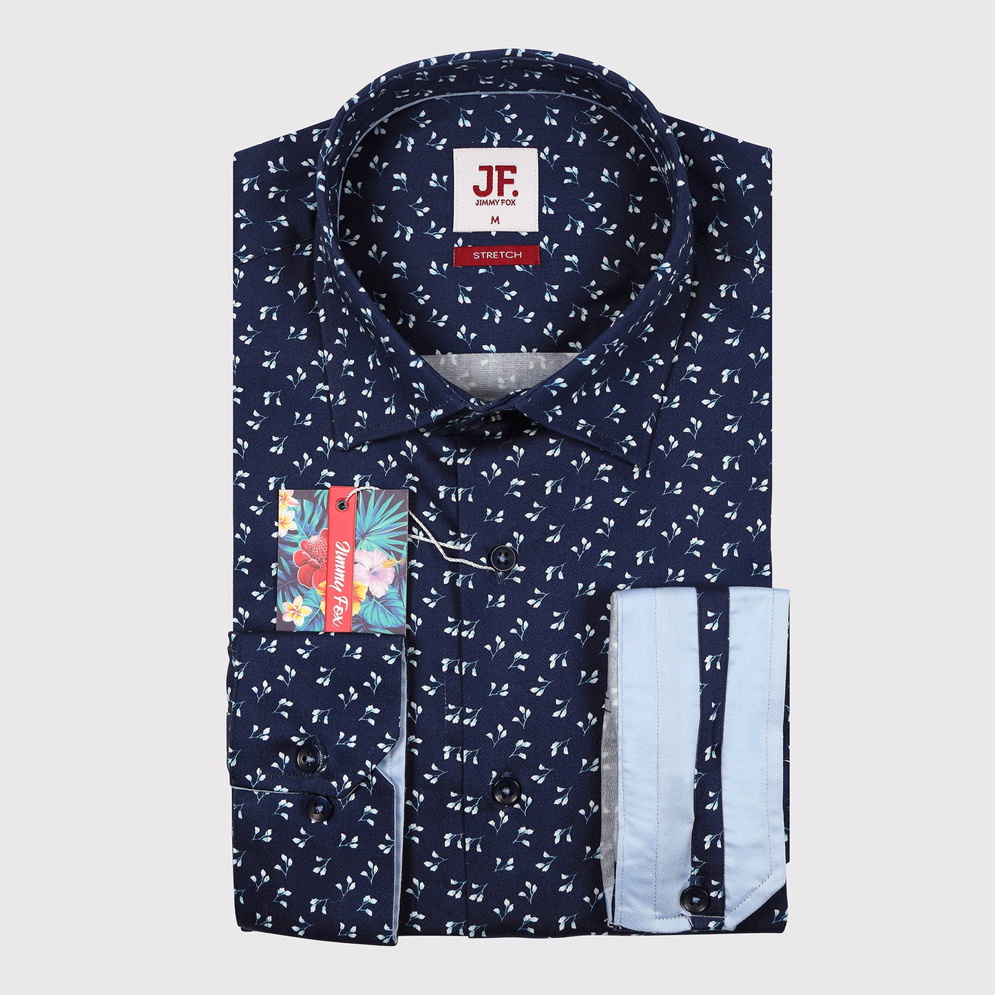 Mini Floral Placement Print Sateen Stretch Slim Fit L/S Shirt