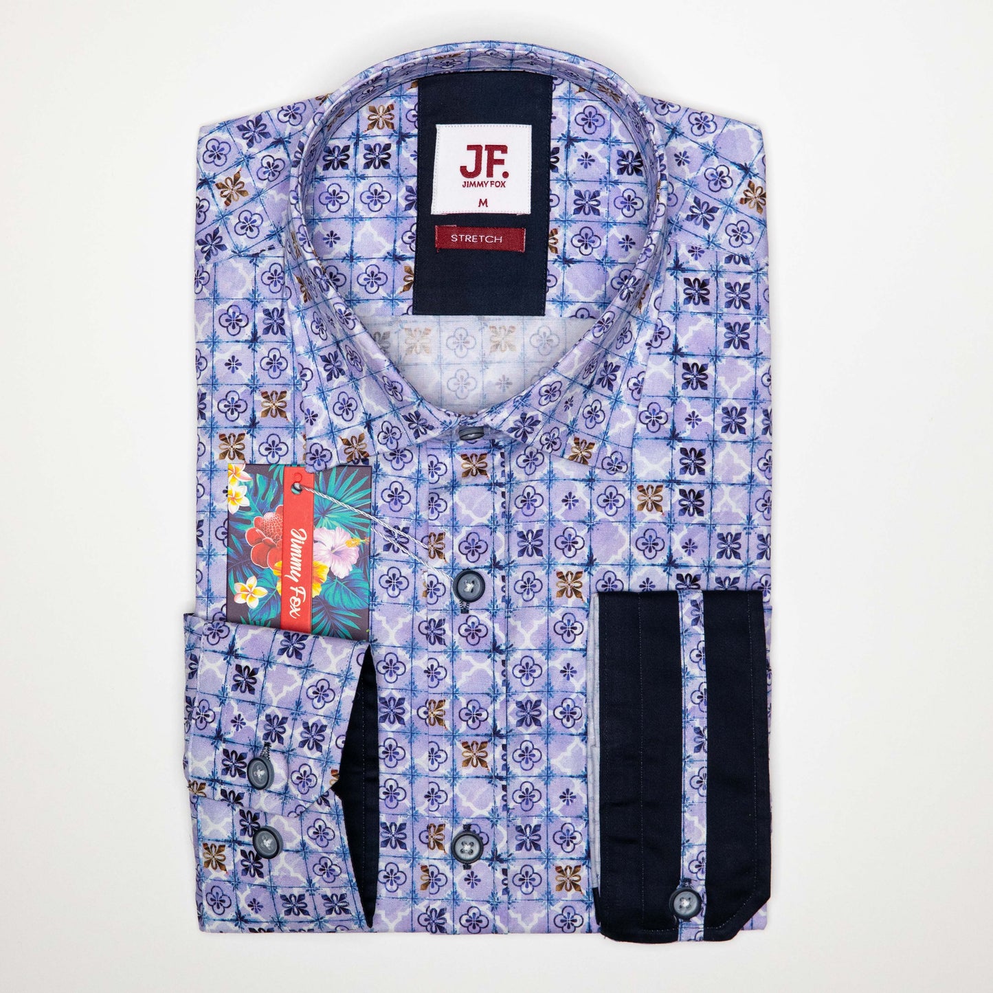 Floral Motif Print Tailored Fit L/S Shirt